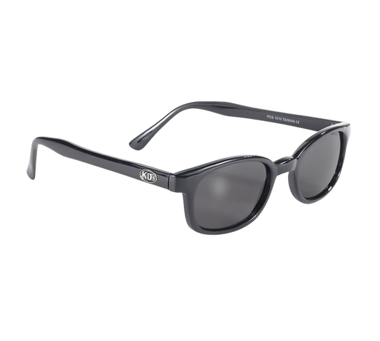 X-KD's 1010 zonnebril met glanzend zwart montuur en gerookte glazen