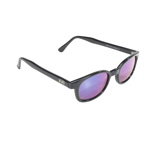 Occhiali da sole 10118 di X-KD con montatura nera e lenti iridescenti a specchio