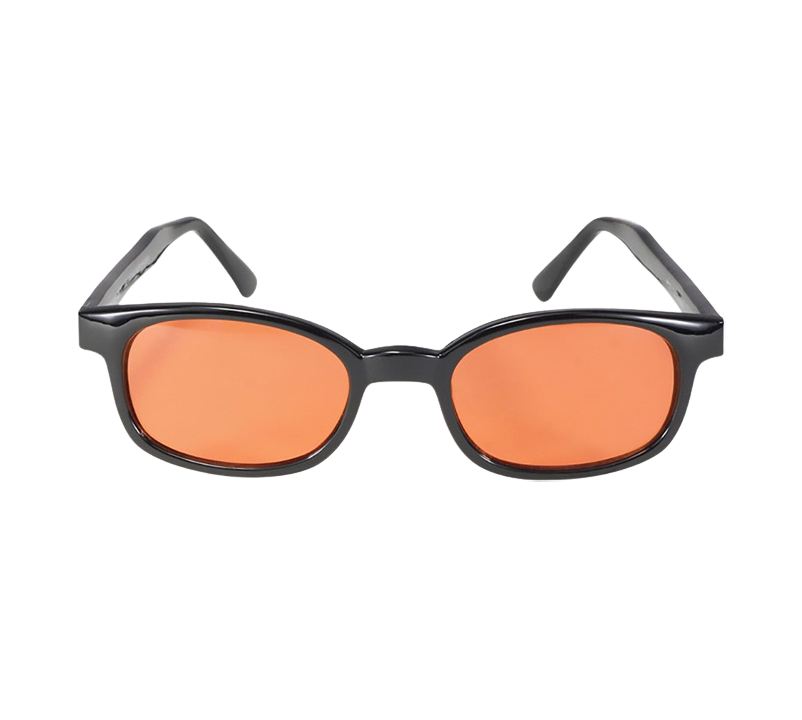 Occhiali da sole 1128 di X-KD con montatura nera e lenti arancioni