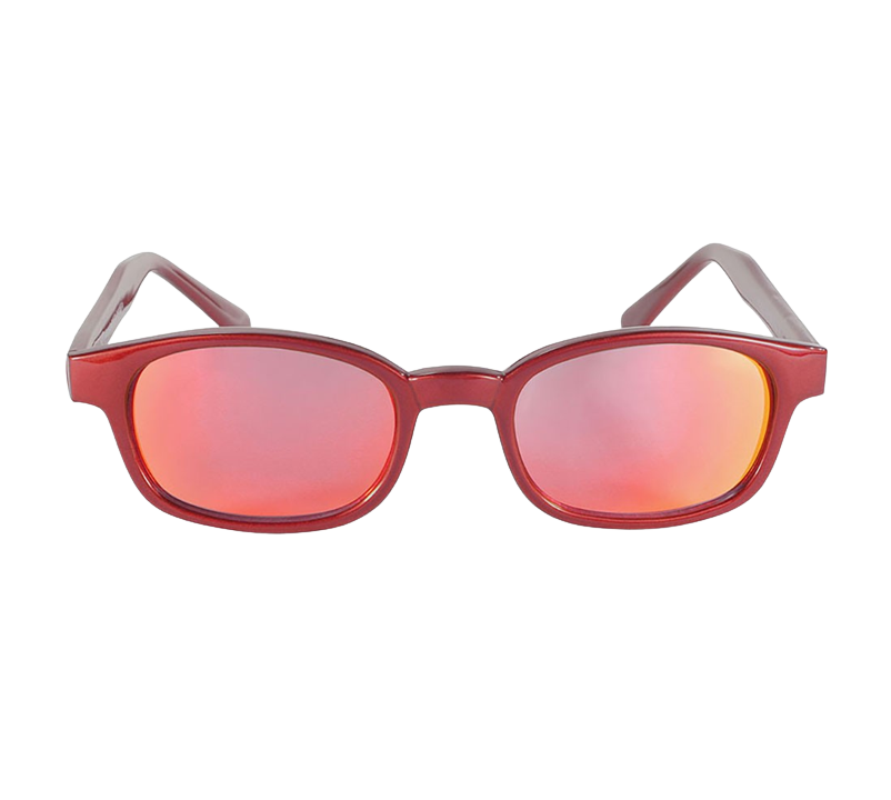 Lunettes de soleil KD's 20124 à la monture rouge métal, verres orangés effet miroir