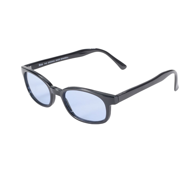 Occhiali da sole 1012 di X-KD con montatura nera e lenti azzurre