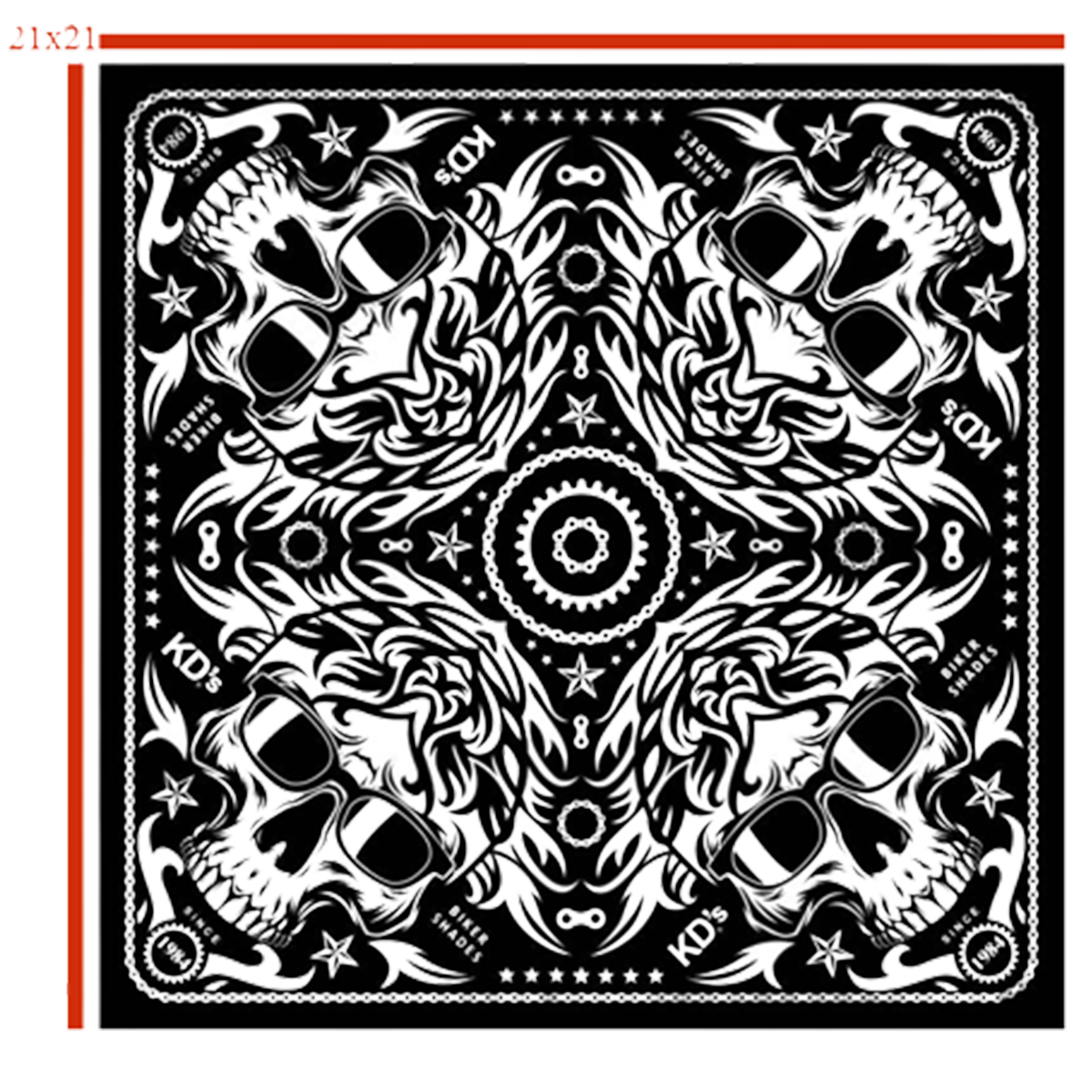 Bandana classica di Skull KD in bianco e nero