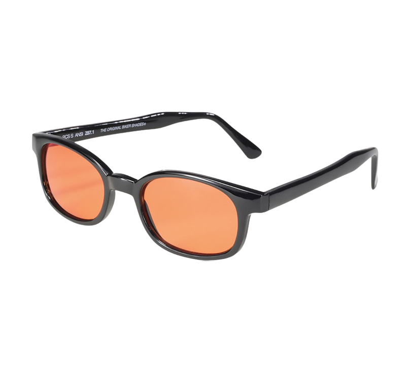 Occhiali da sole 1128 di X-KD con montatura nera e lenti arancioni