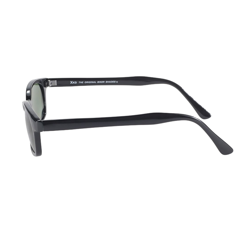 Occhiali da sole 1126 di X-KD con montatura nera e lenti verde scuro