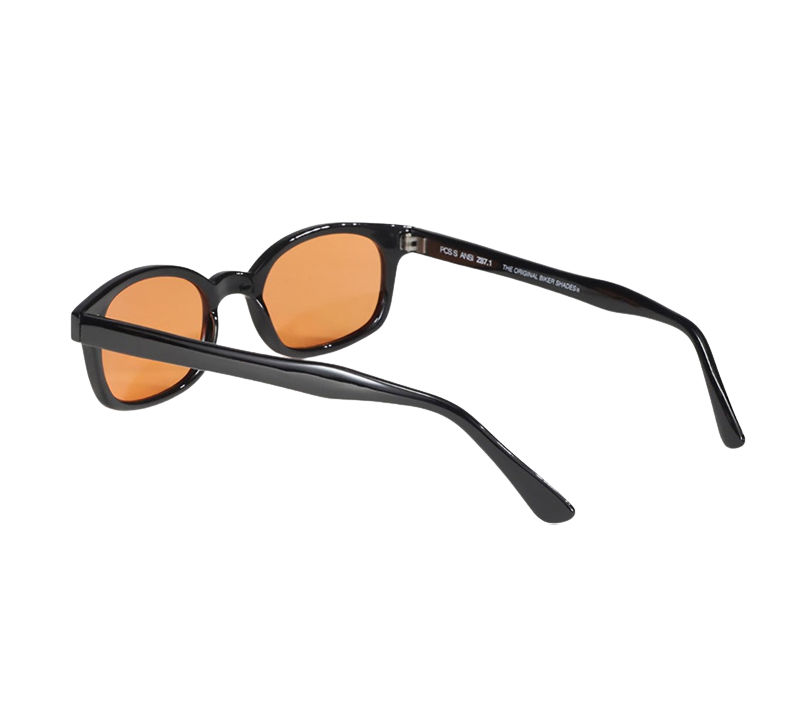 Occhiali da sole 1128 di X-KD con montatura nera e lenti arancioni