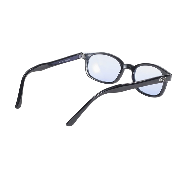 Occhiali da sole 1012 di X-KD con montatura nera e lenti azzurre