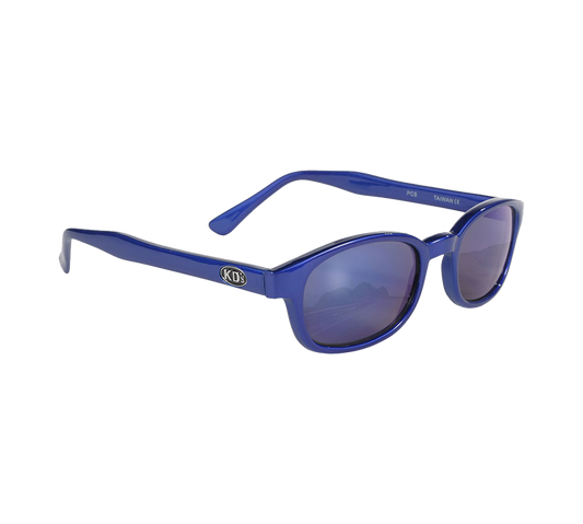 Occhiali da sole 10122 di X-KD con montatura in metallo blu e lenti blu a specchio