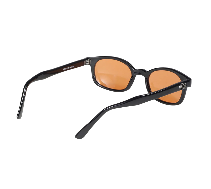 Occhiali da sole 1128 di X-KD con montatura nera e lenti arancioni