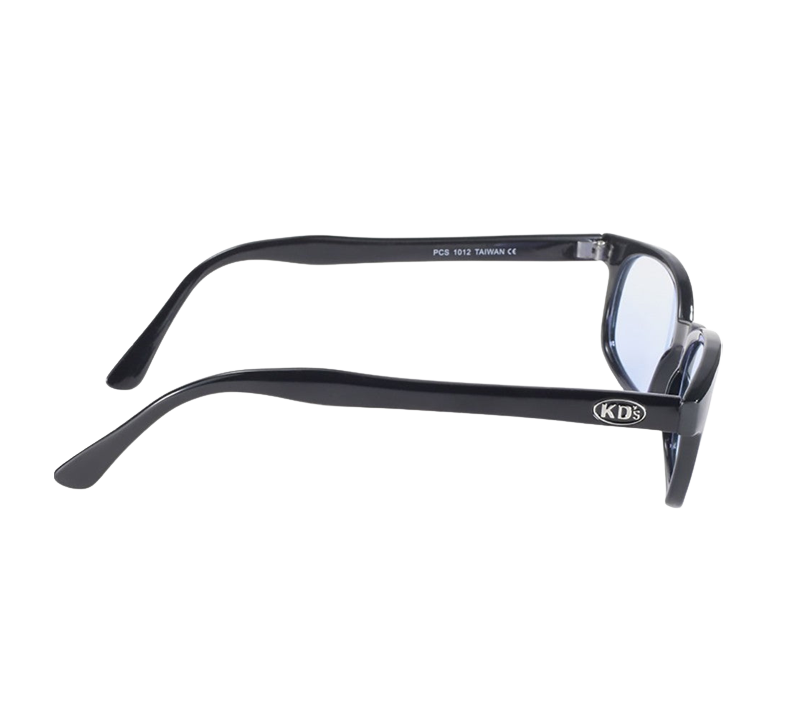 Occhiali da sole 1012 di X-KD con montatura nera e lenti azzurre