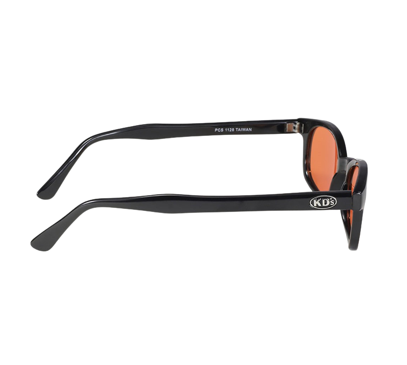 Occhiali da sole 1128 di X-KD con montatura nera e lenti arancioni