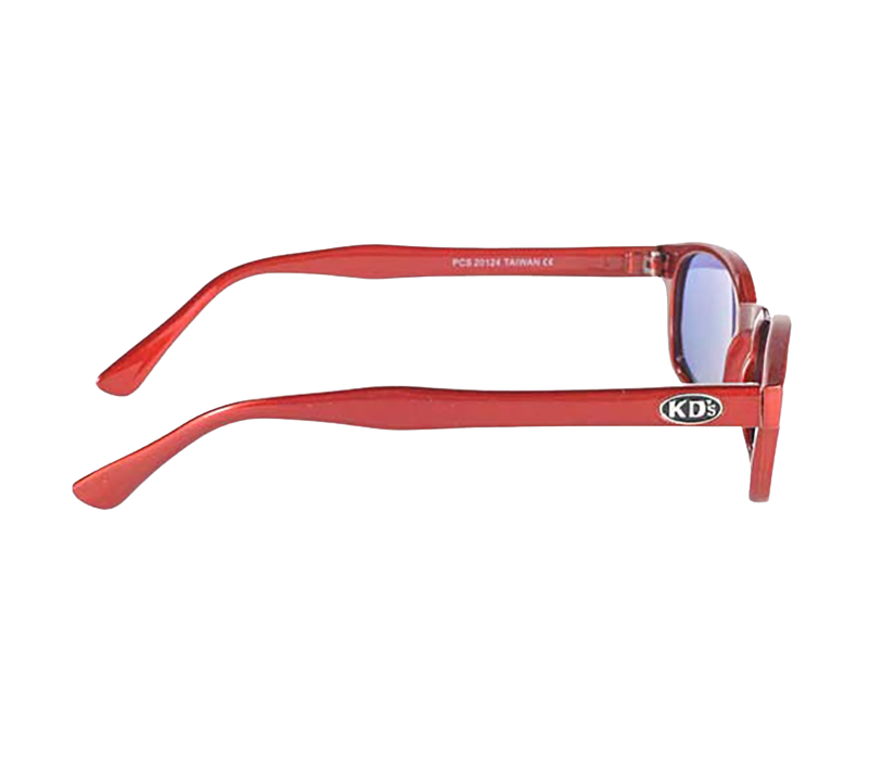 Lunettes de soleil KD's 20124 à la monture rouge métal, verres orangés effet miroir