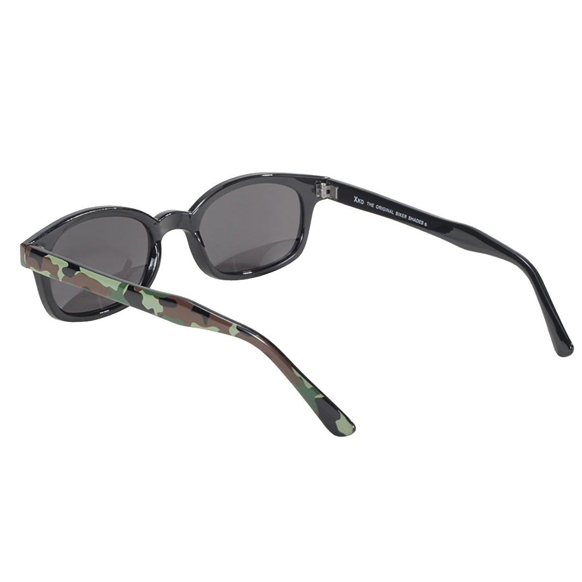 Occhiali da sole 1021 di X-KD con montatura mimetica e lenti grigie