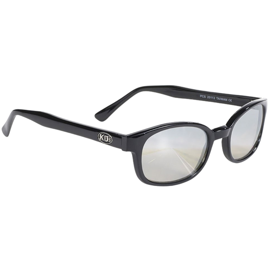 Gafas de sol KD 20113 con montura clásica negra y lentes de espejo plateadas transparentes