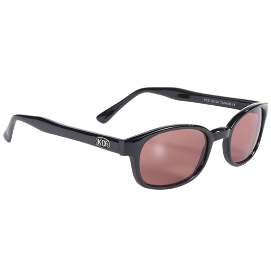 KD's zonnebril 20120 met klassiek zwart montuur en roze glazen